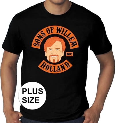 Grote maten Sons of Willem Holland zwart shirt - grote maten t-shirt - Koningsdag kleding XXXL