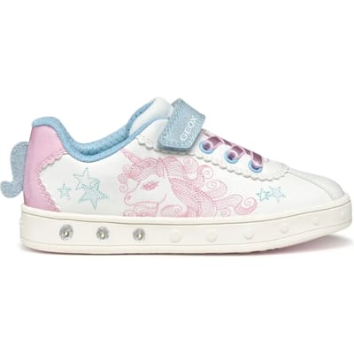 GEOX SKYLIN MEISJES Sneakers - WIT/ROZE - Maat 33