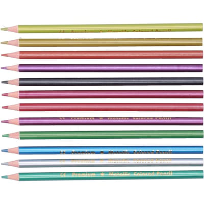 12 stuks kleurpotloden metallic of fluorescerend 12 kleuren schets graffiti schildermaterialen metaalkleur pink