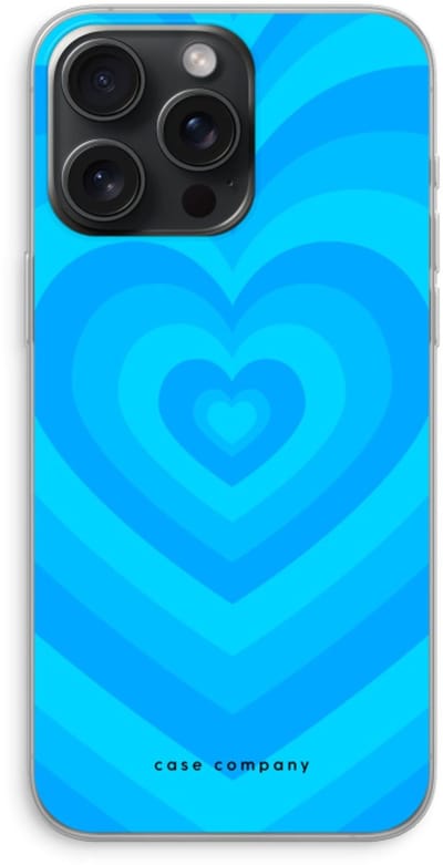 Case Company® - Hoesje geschikt voor iPhone 15 Pro Max hoesje - Hart Blauw - Soft Cover Telefoonhoesje - Bescherming aan alle Kanten en Schermrand