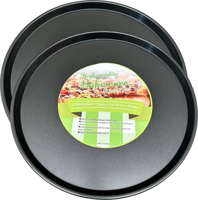 2x Pizzaplaat 35CM - Groot formaat rond bakblik voor Pizza's - Ronde Bakplaat Carbon - Anti-aanbak Pizzablik
