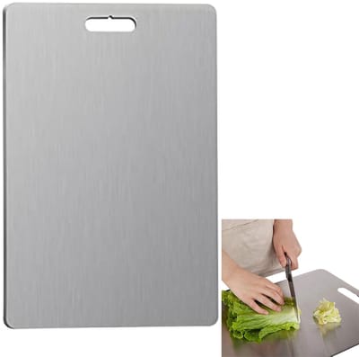 Wishdor Premium SUS-304 RVS Snijplank - Anti-Slip - Dubbelzijdig Kneedbord - 34x23 cm - Zilver