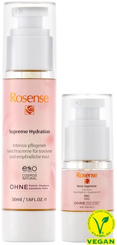 Rosense-Verzorgingsset -Rozencreme voor de droge en gevoelige huid -Oogserum-100% Puur