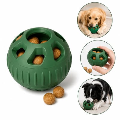 Gloovon® Snackbal Honden - Interactieve Voerpuzzel & Speelgoed - Siliconen & BPA-vrij - Mentale Stimulatie - Groen - 8cm - Duurzaam