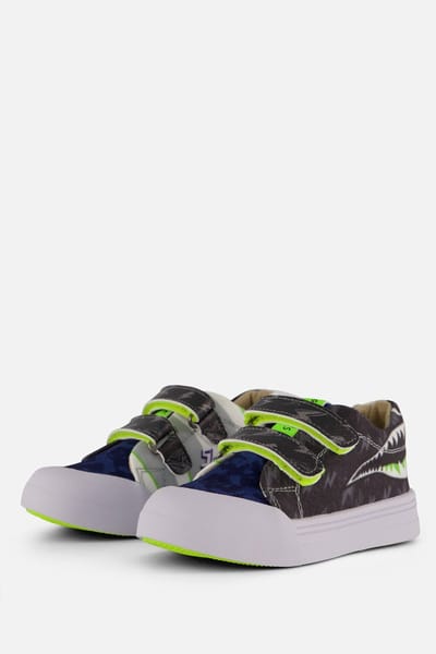 Go Banana's Sneaker Klittenband – Shark - Sneakers Kinderen - Jongens - Green Blue - Canvas - Maat 25