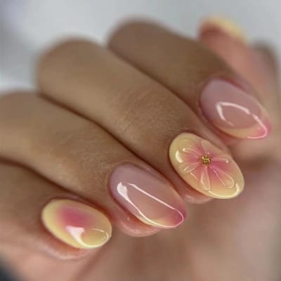 Dailygoods- Kunstnagels Korte Amandelvorm - 24 Stuks - 3D Bloem Design - Plaknagels met Lijm - Duurzaam Acryl - Gemakkelijk Aan te Brengen - Nepnagels
