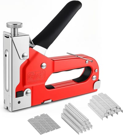 Nietpistool - Nietmachine Tackers - Houtbewerking Knutselen - 3-in-1 Heavy Duty - 1200 Nietjes - Rood