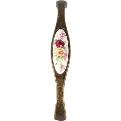 Landelijk Bloem Keramiek Brons DIY Deurknoppen Kast Lade Kledingkast Knoppen Trekkers 7#