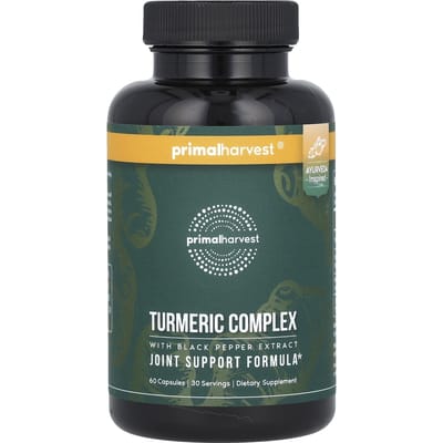 Primal Harvest, Complexe de curcuma à l'extrait de poivre noir, 60 capsules