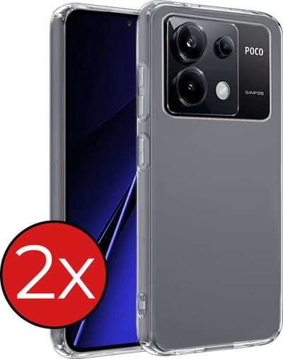 Hoesje - 2 Stuks - Geschikt voor Xiaomi Poco X6 5G - Sterk & Shockproof - Telefoonhoes - Back Cover - Case Siliconen - Telefoon Hoes - Transparant