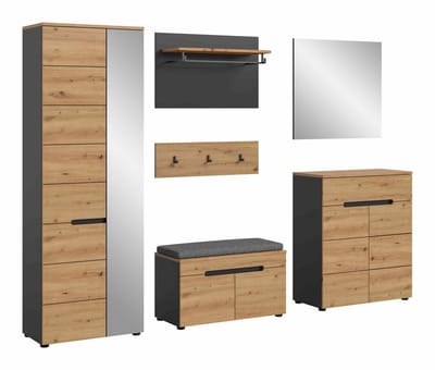 Canu kledingkastcombinatie inclusief zitkussen Artisan NB Basaltgrijs NB - 37x255x190cm