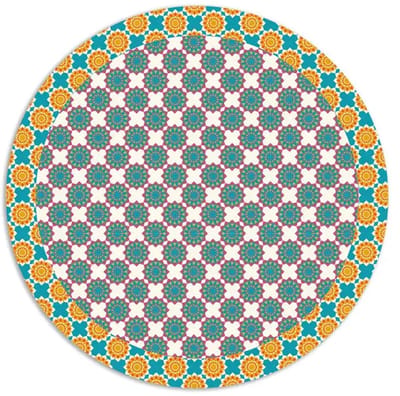 Ronde gekleurde PVC Placemat Happy Days - Maandag Ø35 cm – Afwasbare Tafel Placemat – Made in Italy