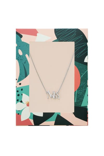 Ketting- Copper - necklace with little zircon stones with Mama text- Zilver- Yehwang