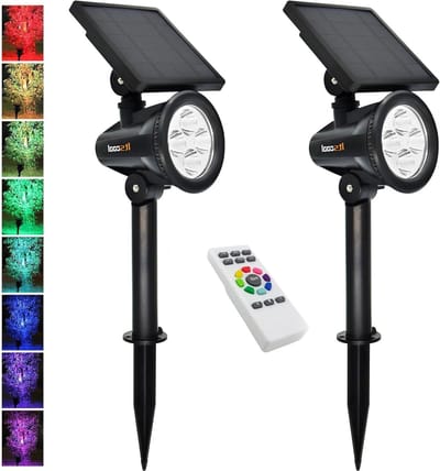 Tuinverlichting op zonne-energie - Meerkleurige kleurrijke tuinlamp 9 kleuren met afstandsbediening voor tuin (2 stuks)