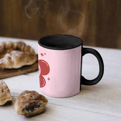 Magische Mok - Foto op Warmte Mokken - Koffiemok - Bloem - Roze - Hartjes - Magic Mok - Beker - 350 ML - Theemok