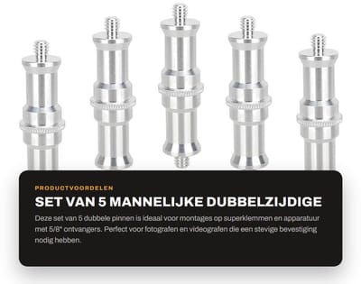 Dailygoods- Dubbelzijdige Pinnen - 5 Stuks - 1/4"-20/5/8" Universele Pen - Montage voor Camera-Accessoires - Schokbestendig - Stevige Grip