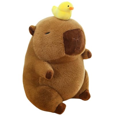 Capybara Pluche Speelgoed Set Mama met 4 Kleine Capybara's Zacht Knuffeldier Kussen Auto Decoratie Cadeau about 30-35cm wit