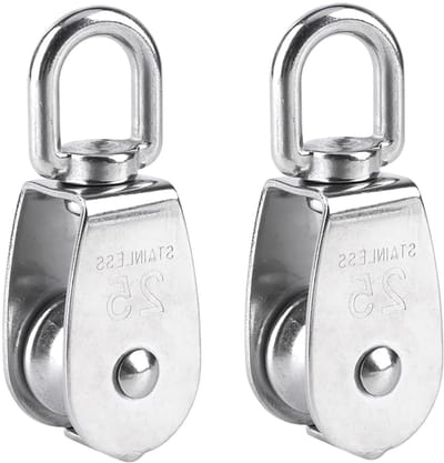 Verstelbare 25mm RVS Katrollen Set van 2, Capaciteit tot 150kg, Ideaal voor Lifting en Hijstoepassingen