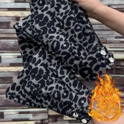 Sportbroek met luipaardprint voor herfst en winter plus verdikte voeten met fluweel, losse casual Martin-laarzen XXXL gray