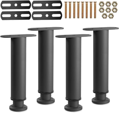 hoogte verstelbare bedpoten, 25-42 cm, metalen bedpoten, 4 stuks steunpoten voor bed middenbalken, robuuste middelste steunpoten voor bedframe, bedpoten, meubelpoten, steunpoten voor bedden, kasten