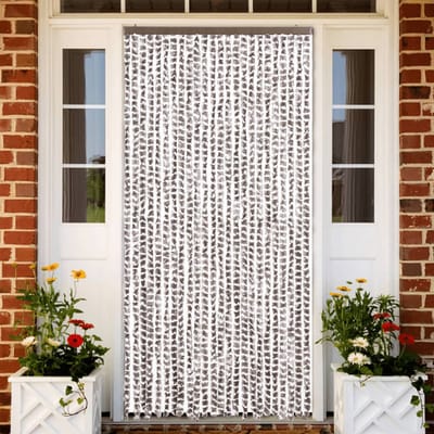vidaXL - Vliegengordijn - 100x200 - cm - chenille - taupe - en - wit