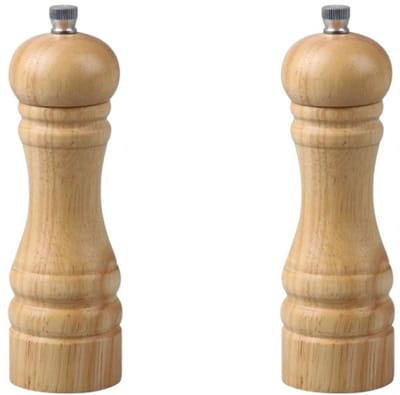 Set van 2 handmatige pepermolens houtkleur 18 cm FM Professional Divers