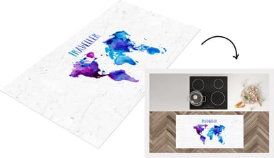 Keukenloper - Loper keuken - Wereldkaart - Quotes - Waterverf - 120x60 cm - Keukenloper vinyl