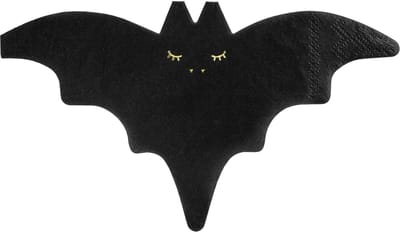 PARTYDECO - 20 zwarte en gouden vleermuis papieren servetten 16 x 9 cm voor Halloween