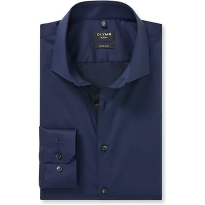 OLYMP No. Six Overhemd, Super Slim, Royal Kent, Marineblauw