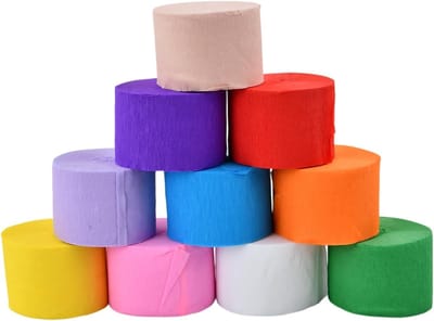 Kleurrijke Crepe Papier Rollen, Multicolour Streamers voor Verjaardagen, Bruiloften en Feesten, 1.8" x 82ft, Perfect voor Decoratie en Ambachten