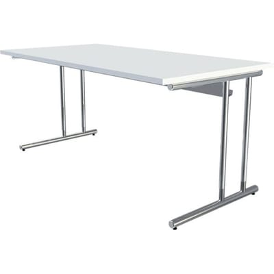 Bureautafel Toledo, in hoogte verstelbaar, rechthoek, C-poot-onderstel, breedte 1600 mm, wit