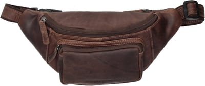 Hide & Stitches Japura Heuptas Unisex - Buiktas voor Dames en Heren - Tas van 100% Leder met ritssluiting - Donkerbruin