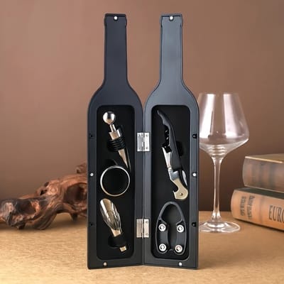 Dutchers® Luxe 5-Delige Wijn Flesopener Set - Kurkentrekker - Druppelring - Wijnafsluiter - Wijnstopper- Giftset - Cadeau