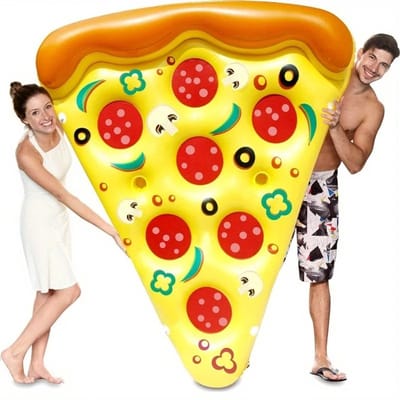 RosaBloom pizzapunt zwemband - Opblaasbare pizza - Luchtbed zwembad - Zwemring - Reuze - Extra groot - 180x150x28cm - PVC - Geel