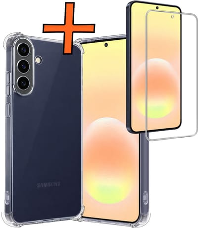 Hoes - Met Screenprotector - Geschikt voor Samsung Galaxy A57 - Sterk & Shockproof - Siliconen Case - Back Cover - Telefoon Hoes - Shock Proof - Transparant