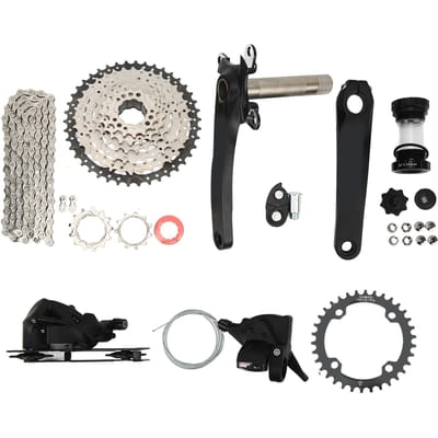 Groupe 8 Vitesses Volant Creux 42T Kit de Changement de Vitesse pour Vélo avec Manette de Dérailleur Chaîne Dérailleur Arrière pour Modification de Vélos Crankset 34T