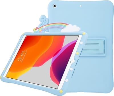 Cadorabo Tablet Hoesje geschikt voor Apple iPad MINI 6 (8.3 Zoll) - Design Regenboog No. 2 - Beschermhoes geschikt voor kinderen gemaakt van flexibel TPU Case Cover silicone met standfunctie