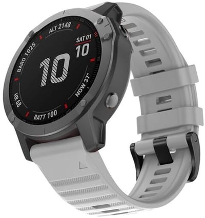 By Qubix - Geschikt voor Garmin bandje - 26mm Quickfit - Siliconen bandje - Grijs - Geschikt voor Garmin Fenix 8 / 8 Pro - 51mm