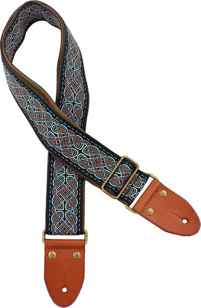 Gitaarband - Gaucho GST-1280-2 - Authentic Deluxe Series - Jacquard weefsel - Suède achterkant - Zwart/Blauw