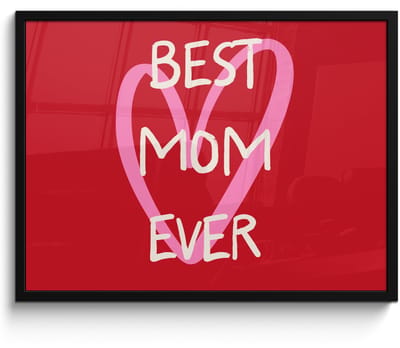 Poster in lijst - Fotolijst 70x50 cm - Posters - Moeder - Quote - Hartje - Rood - Posterlijst zwart - Decoratie - Wanddecoratie woonkamer - Muurdecoratie slaapkamer