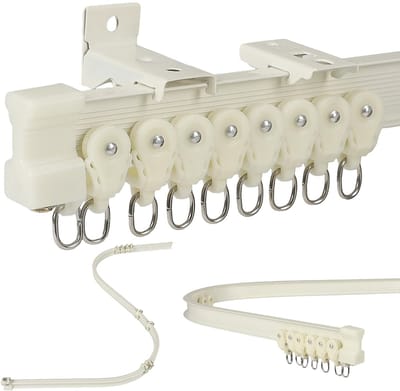Dailygoods- Gordijnrail 4 m - Flexibele Aluminiumlegering - Plafond-/Wandmontage - Stil Glijden - Inclusief Montageonderdelen - Ideaal voor Ruimteverdeler - Gordijnsysteem