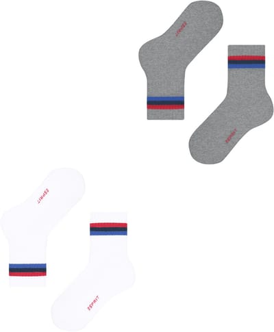 Esprit Tennis Stripe 2-Pack gedessineerd katoen multipack sokken kinderen veelkleurig - maat 27-30