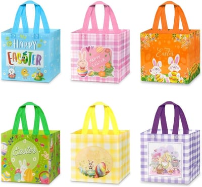 Vrolijke Pasen Gift Bags voor Kinderen - 6 Stuks, Perfect voor Paasfeest, Eieren Jagen en Cadeautjes