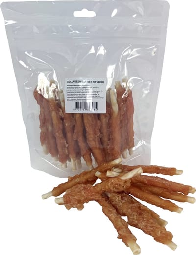 Hondenkauwsnack I AM - Collageen Bar Kip 400gr - 65,8% Kip, Hersluitbare Verpakking