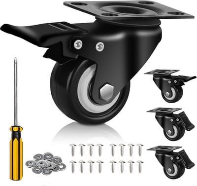 Set van 4 stilzwijgende zwenkwielen van 5,1 cm voor meubels en trolleys