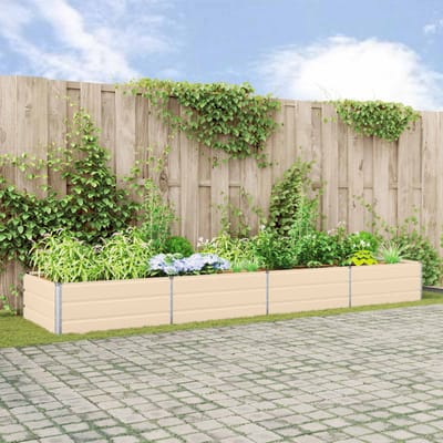 vidaXL - Plantenbak - Ivoor - 385 - x - 100 - x - 45 - cm - Gegalvaniseerd - staal