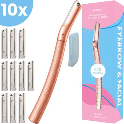 Kitian Premium Dermaplaning Gezicht - Wenkbrauw Mesje - Gezichts Scheermesjes voor Vrouwen - Facial & Eyebrow Razor - Rosé 10x