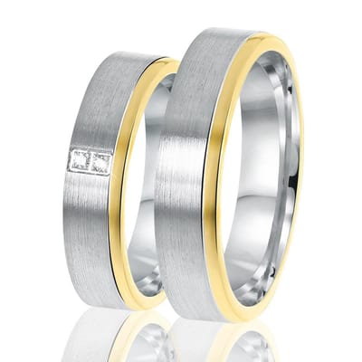 Lucardi Heren Vriendschapsring Salamanca - Ring - Vaderdag Cadeautje - Echt Zilver - Zilver en Goudkleurig