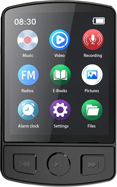 DrPhone MX7 Audio MP3/ MP4 Speler met Clip & Scherm - Bluetooth 5.2 - 16GB Interne Geheugen - Audio – Films – Wekker – FM Radio - Audio Speler – MP3 Speler - E-Books – Zwart