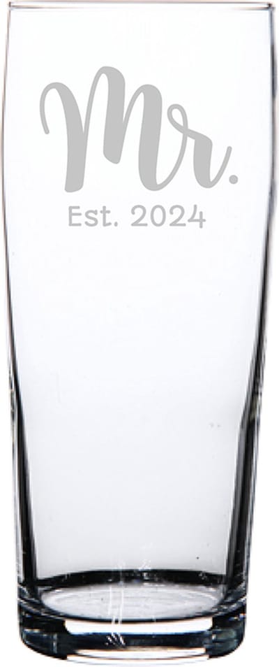Gegraveerde bierfluitje 19cl Mr. Est. 2024